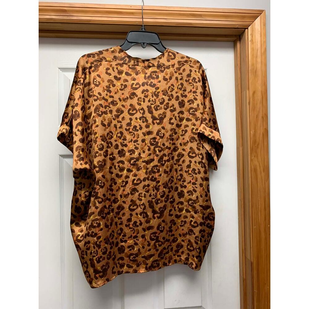 Jodifl Leopard Print Satin Blouse Medium Brown Animal Print Top